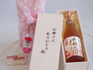 母の日 お母さんありがとう木箱セット 高千穂酒造 宮崎高千穂産梅使用熟成梅酒 (宮崎県) 720ml 母の日カードとカーネイション付