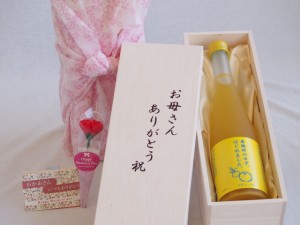 母の日 お母さんありがとう木箱セット 篠崎 馬路村のゆず、はじめましたゆず梅酒 (福岡県) 500ml 母の日カードとカーネイション付