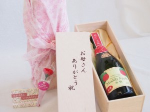 母の日 お母さんありがとう木箱セット 長野県産ふじ使用スパークリングワインマディアップル(ドライ)辛口 (長野県） 750ml 母の日カード