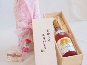 母の日 お母さんありがとう木箱セット 北海道産葡萄使用プレミアムキャンベルロゼワイン甘口 (北海道) 720ml 母の日カードとカーネイショ