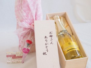 母の日 お母さんありがとう木箱セット マンズゴールドスパークリングワイン  720ml 母の日カードとカーネイション付