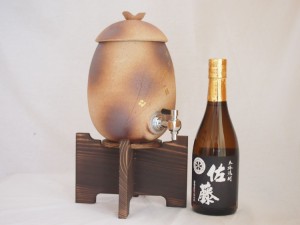 信楽焼・明山窯　焼酎サーバー　火色金小紋　2200ｃｃ(滋賀県)芋焼酎 佐藤黒 720ｍｌ(鹿児島)