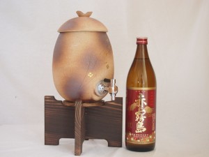 信楽焼・明山窯　焼酎サーバー　火色金小紋　2200ｃｃ(滋賀県)芋焼酎 三岳 900ｍｌ(鹿児島)