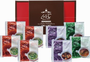 春の贈り物ギフト　64℃　スープギフト 中華わかめスープ（3g）×4、欧風野菜スープ（10g）・洋風オニオンスープ（7g）×各２