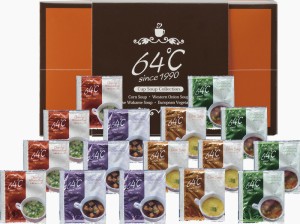 春の贈り物ギフト　64℃ スープギフト コーンスープ(17g)・中華わかめスープ(3g)・洋風オニオンスープ(7g)・欧風野菜スープ(10g)×各4