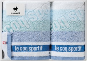 春夏の贈り物ギフト ルコック ビッグロゴ スポーツタオル＆フェイスタオル le coq sportif ブルー スポーツタオル：32×110cm、フェイス