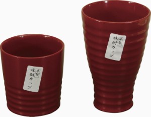 春夏の贈り物ギフト 木製焼酎カップセット 朱塗 カップ小（直径8.9×9.1cm）・ カップ大（直径9.2×14.2cm）×各1