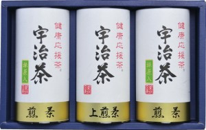 春の贈り物ギフト　宇治茶詰合せ(健康応援茶) 抹茶入煎茶(100g)×2、上煎茶(100g)×1