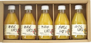 春夏の贈り物ギフト 100%ピュアジュース5本ギフトセット 伊藤農園 みかん（180ml）×2、きよみ・不知火・はっさく（各180ml）×各1