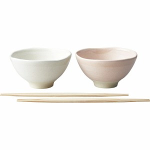 春の贈り物ギフト くすみ 茶碗 ホワイト/ピンク 12.2×6.7cm
