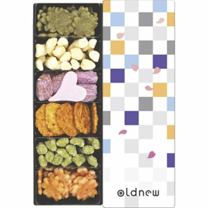 夏の贈り物お中元 彩 あられ Oldnew 一口たがね（25g）・抹茶あられ（24g）・生姜あられ・桜青のりあられ（各22g）・桜小海老あられ（20g