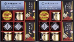 春の贈り物ギフト　海の恵詰合せ 鮭ほぐし（50g）×6、のり佃煮瓶詰（80g）・かつおだし（4g×8）×各4、紅ずわいがにほぐし身（55g）×2