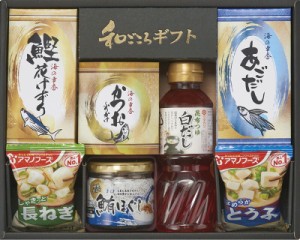 春夏の贈り物ギフト 白だしバラエティセット 昆布つゆ白だし（300ml）・鮪ほぐし（50g）・あごだし（6g×4）・かつお削りぶし（3g×4）・