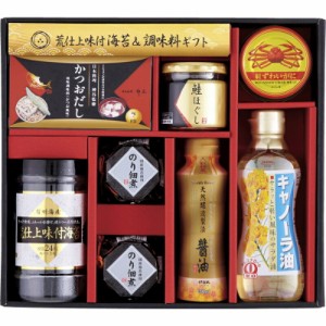 夏の贈り物お中元 荒仕上味付海苔＆調味料ギフト のり佃煮（80g）×2、昭和キャノーラ油（300g）・伊賀越天然醸造醤油（200ml）・紅ずわ