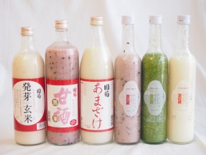 セレクト甘酒6本セット(国菊(福岡県)発芽玄米甘酒985g国菊(福岡県)甘酒黒米900ml国菊(福岡県)あまざけ900ml山崎(愛知県)一糀吟醸・抹茶・