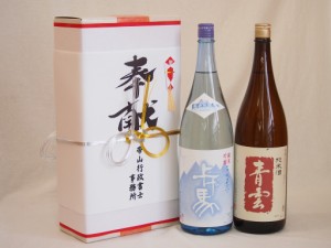 地鎮祭用奉献酒 三重県日本酒2本セット(上げ馬純米吟醸 青雲純米 1800ml×2本)デザイン書道家 榮田清峰作一デザイン2番(金銀水引・文化タ