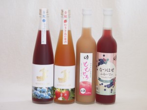 愛知×福島の果物リキュール4本セット(焼酎ブレンドブルーベリー 日本酒ブレンド苺酒 ももとろ なつはぜ) 500ml×4本