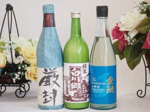 日本酒決定版3本セット(厳封 生貯吟醸 金鯱 山田錦吟醸原酒生貯蔵 白川郷にごり純米(岐阜県)) 720ml×3本