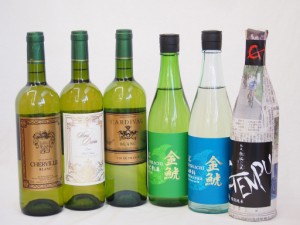 ワインセット パーティワイン＆日本酒福袋6本セット セレクションセレクション白ワイン750ｍｌ×3本と年に一度の限定酒720ｍｌ×3本