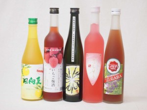 果実リキュール5本セット 紀州産 南高梅使用ブルーベリー梅酒 500ml（和歌山）・高千穂酒造 宮崎産日向夏みかん使用 日向夏