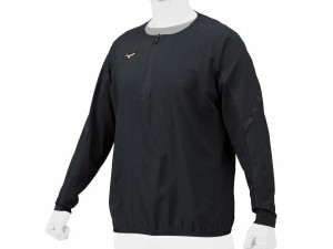 ミズノ MIZUNO ミズノプロ ハーフZIPトレーニングジャケット メンズ 秋冬用 ブラック 黒 野球 トレーニング ウェア 12JE1J7109