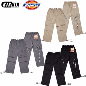 キックスシックス KIXSIX KIXSIX Dickies コラボ カーゴパンツ LOGO REPEAT TAPED CARGO PANTS ユニセックス ブラック カーキ グレー カ