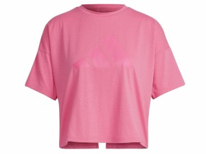 アディダス adidas トレイン アイコンズ 3バーロゴTシャツ レディース 春 夏 ピンク 桃色 スポーツ フィットネス 半袖 Tシャツ WH926-HK6