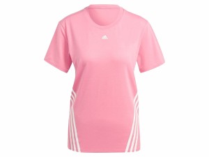 アディダス adidas TRAINICONS スリーストライプス 半袖Tシャツ レディース 春 夏 ピンク 桃色 スポーツ フィットネス 半袖 Tシャツ CA02