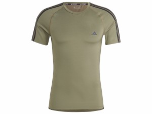 アディダス adidas テックフィット スリーストライプス トレーニング半袖Tシャツ メンズ 春 夏 カーキ 枯草色 スポーツ トレーニング 半