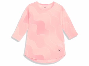 プーマ PUMA ヨガ AOP 3/4 Tシャツ レディース 春 夏 ピンク 桃色 スポーツ フィットネス 7分袖 Tシャツ 524298-62