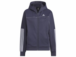 アディダス adidas シーズナル スポーツウェア ルーズフィット フリース フルジップ フーディージャケット レディース 秋 冬 ネイビー 紺