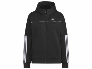 アディダス adidas シーズナル スポーツウェア ルーズフィット フリース フルジップ フーディージャケット レディース 秋 冬 ブラック 黒