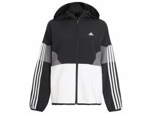 アディダス adidas シーズナル スポーツウェア ルーズフィット カラーブロック フード付きクロスジャケット レディース ブラック 黒 スポ