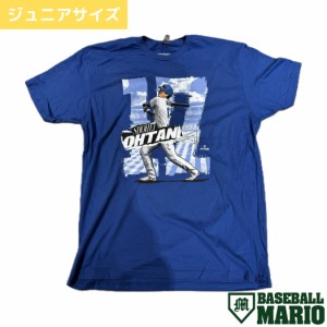 大谷翔平プリントTシャツ ジュニア タイプ17 半袖 クルーネック ブルー ボーイズ ガールズ USサイズ 野球 トレーニング タウンユース プ