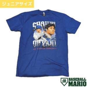 大谷翔平プリントTシャツ ジュニア タイプ1 半袖 クルーネック ブルー ボーイズ ガールズ USサイズ 野球 トレーニング タウンユース プリ