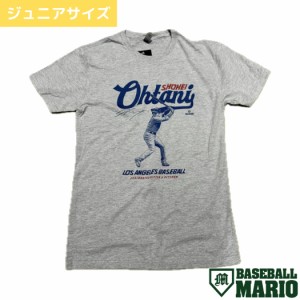 大谷翔平プリントTシャツ ジュニア タイプ4 半袖 クルーネック グレー ボーイズ ガールズ USサイズ 野球 トレーニング タウンユース プリ