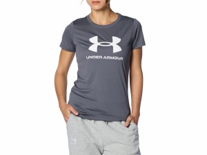 アンダーアーマー UNDER ARMOUR テック ビッグロゴ ショートスリーブTシャツ レディース 春 夏 グレー 灰色 スポーツ フィットネス 半袖 