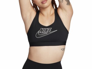 ナイキ NIKE スウッシュ ミディアムサポート パッディド ロゴ スポーツブラ レディース オールシーズン ブラック 黒 スポーツ フィットネ