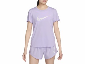 ナイキ NIKE Dri-FIT ワン スウッシュ ショートスリーブ ランニングトップ レディース 春 夏 パープル 紫 スポーツ フィットネス 半袖 T