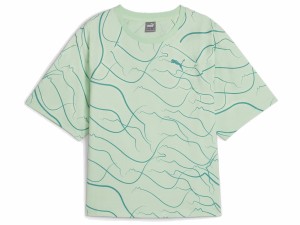 プーマ PUMA モーション AOP 半袖 Tシャツ レディース 春 夏 グリーン 緑 スポーツ フィットネス 半袖 Tシャツ 681247-88