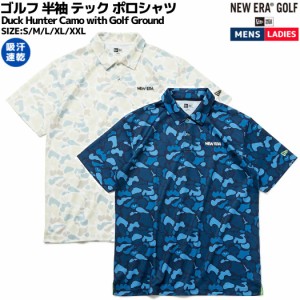 ニューエラ NEW ERA ゴルフ 半袖 テック ポロシャツ Duck Hunter Camo with Golf Ground メンズ レディース ユニセックス ネイビー ホワ