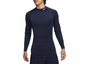 ナイキ NIKE プロ Dri-FIT フィットネス モックネック ロングスリーブ トップ メンズ ネイビー 紺 スポーツ トレーニング インナー 長袖 