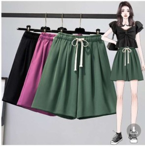 春新作 予約商品 大きいサイズ レディース ハーフパンツ ウエストゴム シンプル 韓国ファッション M L LL 3L 4L 5L 大人カジュアル