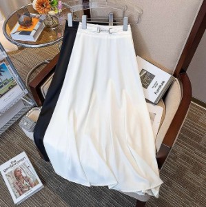 [月初SALE] 春新作 予約商品 大きいサイズ レディース スカート ミモレ ウエスト後ろゴム シンプル M L LL 3L 4L 5L 韓国ファッション 大