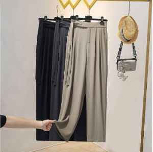 夏新作 予約商品 大きいサイズ レディース パンツ カジュアルパンツ サイド紐 韓国ファッション M L LL 3L 4L 5L 大人カジュアル