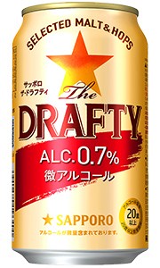 サッポロ ザ・ドラフティ Alc 0.7% 微アルコール ビールテイスト飲料 350ml 缶 バラ　1本