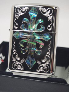 ジッポーZippo ARMOR クロス アラベスクシェルインレイ彫刻 Shell シルバー両面 162KB-CRSP アーマー 新品