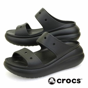 クロックス crocs CRUSH SANDAL 207670-001 厚底 クラッシュ サンダル 2ベルト コンフォート ボリュームソール 黒 メンズ 送料無料 カジ