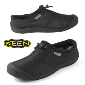 キーン KEEN HOWSER III SLIDE 1028162 ハウザー 3 スライド 黒 バンジーシューレース スリッポン もこもこフリース スニーカー レディー