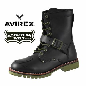 【限定カラー】アビレックス AVIREX YAMATO ヤマト レースアップ 黒オリーブ バイクブーツ サイドジッパー 天然皮革 2100 メンズ アウト